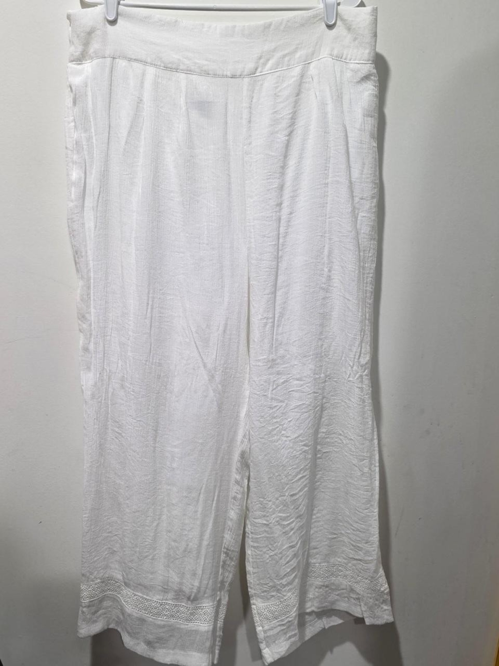 new directions White Linen-Blend Wide Leg Pants